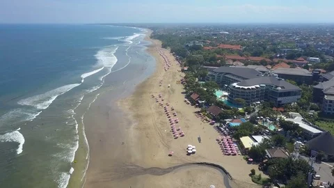 Aerial view on the beach. Bali. Ocean Stock Footage 79507856