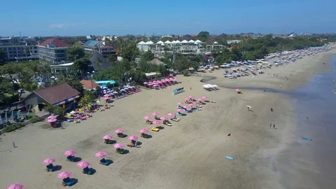 Aerial view on the beach. Bali. Ocean Stock Footage 79508726