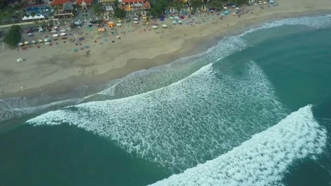 Aerial view on the beach. Bali. Ocean Stock Footage 79510273