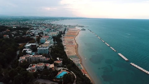  Aerial view of the beach between Gabicce Mare and Gabicce Monte Stock-Footage 104069251