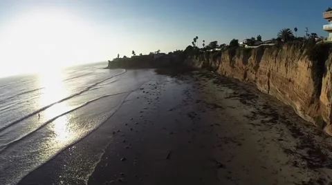 Aerial View of Beach &amp; Cliffs Stock Footage 41647010