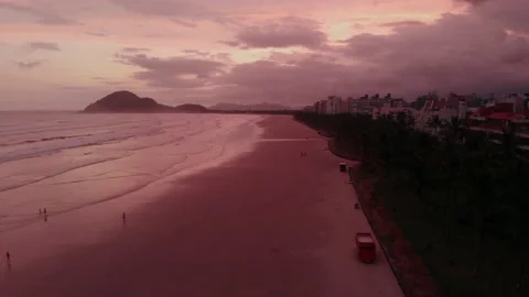 Aerial View of a Beach Coast on Golden Hour Stock Footage