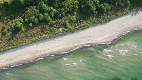 Aerial View of a Beach in Denmark Stock Footage 244857481