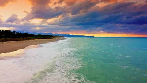 Aerial view of beach by drone Stock Footage 239896654