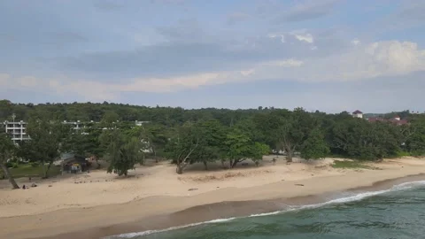 Aerial view of Beach, Forest and Hotel in Johor Stock Footage 148013259