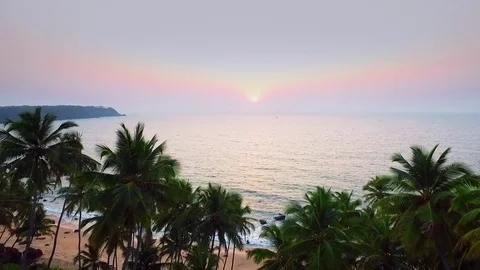 Aerial view of beach in Goa, Cabo de rama. India. Stock Footage 73084267