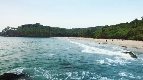 Aerial view of beach in Goa, Cabo de rama. India. Stock Footage