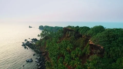 Aerial view of beach in Goa, Cabo de rama. India. Stock Footage 73235722