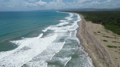 Aerial view of the beach at La Boca near Cabarete in the Puerto Plata province Vidéo 295745941
