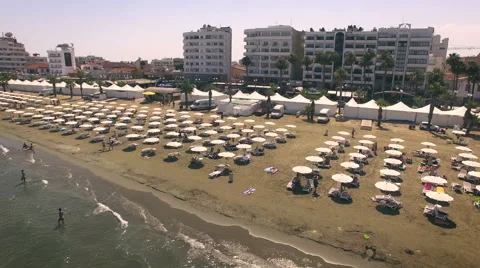 Aerial view of beach in Larnaca Stock Footage 64684400