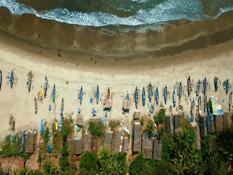 Aerial view of beach in Mandrem Goa, India. Stock Footage 74055826