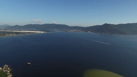 Aerial view Beach Mole (praia Mole) in Florianopolis, Brazil. July 2017. Stock Footage