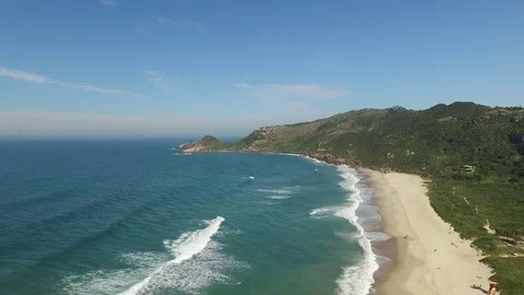 Aerial view Beach Mole (praia Mole) in Florianopolis, Brazil. July 2017. Stock Footage