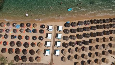 Aerial view at beach at Nea Roda at Chalkidiki, Greece Video stock 107382046