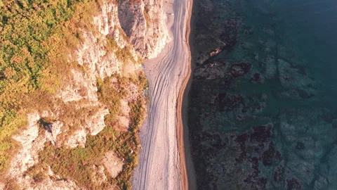 Aerial View of Beach by the Ocean Stock Footage 266914947