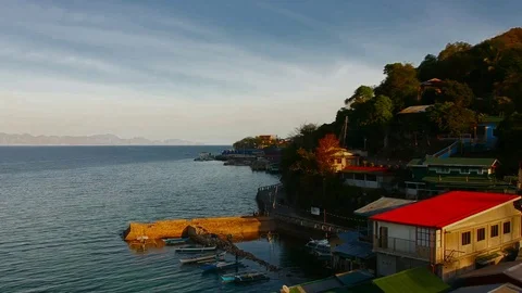 Aerial view of a beach at the Philippines Stock Footage 109796436