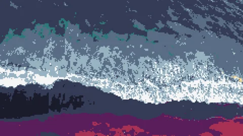 Aerial view of a beach pixel art Stock Footage 305108458