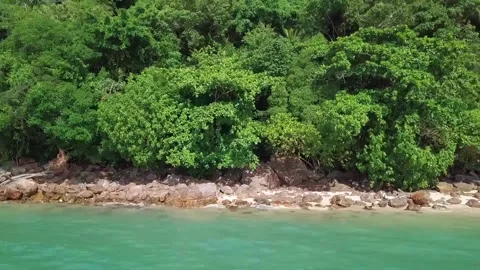 Aerial view Beach rocks Stock Footage 140662348