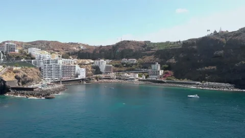 Aerial view of the beach of Saint Marcus, Icod, Tenerife. Drone. Aerial. Vídeo Stock 210548995