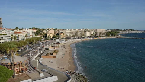 Aerial view to the beach of Saint Raphael on French Riviera Video stock 294686325
