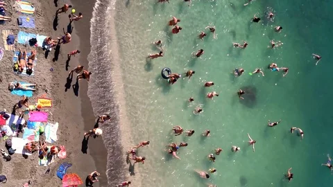 Aerial view of a beach in summer Stock Footage 79754458