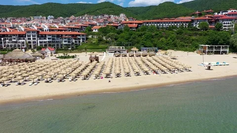 Aerial view to the beach in summer 스톡 동영상 108532335