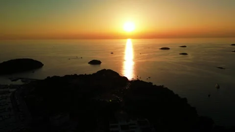 Aerial view of beach sunset Stock Footage 248039659