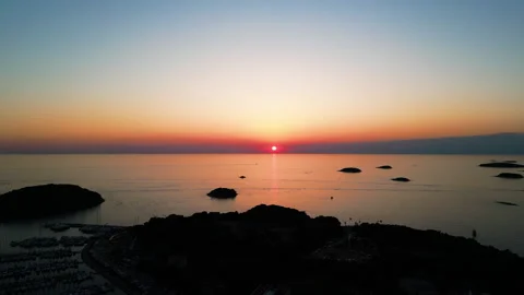 Aerial view of beach sunset Stock Footage 248044798