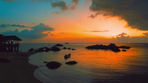 Aerial view of Beach at sunset Stock Footage 288008889