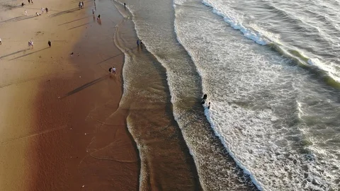 Aerial View of Beach Wave North Goa, India Stock Footage 129287828