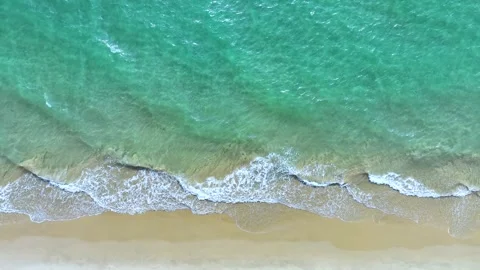 Aerial view with beach in wave of turquoise sea water shot Stock Footage 242765249