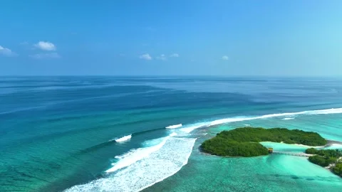  Aerial view with beach in wave of turquoise sea water shot Video stock 243361648