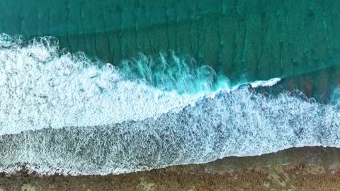  Aerial view with beach in wave of turquoise sea water shot Stock Footage 243361652