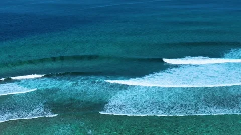 Aerial view with beach in wave of turquoise sea water shot Stock Footage 243564553