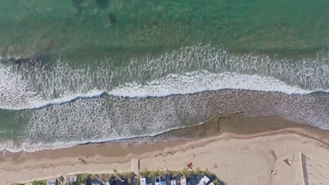 Aerial view of beach with waves and RVs, italy. Stock Footage 321743619