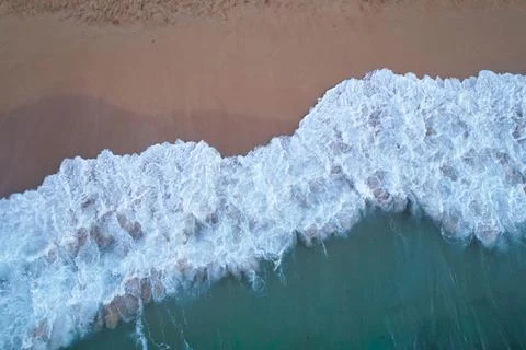 Aerial View of Beach Waves Stock Photos
