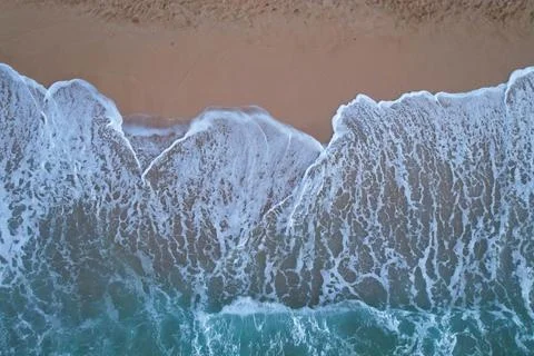 Aerial View of Beach Waves Stock Photos