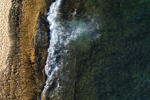 Aerial View of Beach Waves Stock Photos