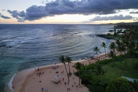 Aerial View of Beach Waves Stock Photos