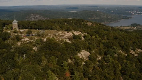 Aerial view of Bear mountain before sunset Stock Footage 116586374