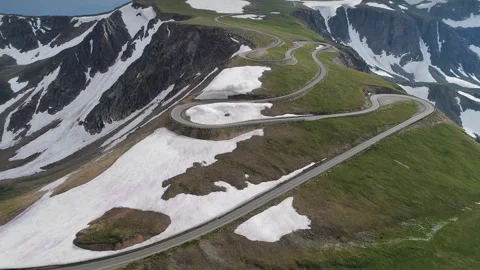 Aerial view of the Beartooth Scenic Highway in Montana and Wyoming Stock Footage 267128019