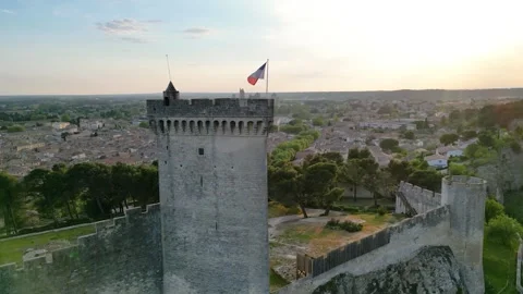 Aerial view of Beaucaire Castle Stock Footage 241501391