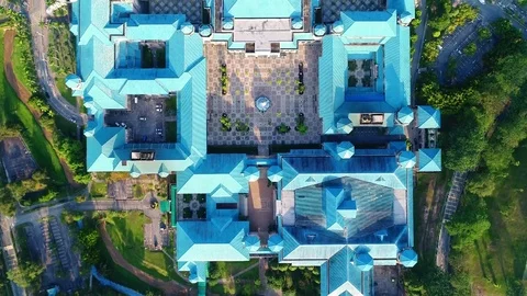 Aerial view. Beautiful architectural design of academic buildings. Видео 82284548