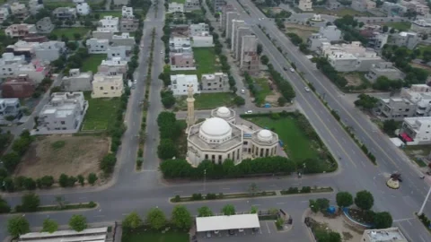 Aerial view of beautiful Bahria Town housing society in Lahore Pakistan Stock Footage 253607064