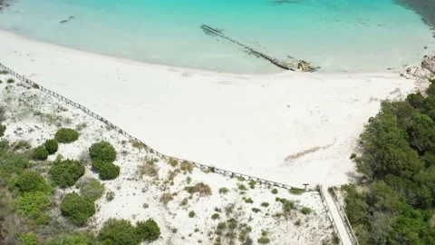 Aerial view of a beautiful beach in caprera island ,sardinia Stock-Footage 135084604