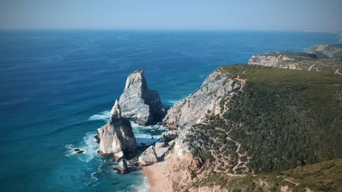 Aerial view from beautiful beach Stock Footage 134834807