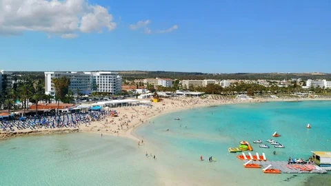 Aerial view of beautiful beach of Mediterranean 스톡 동영상 106945893