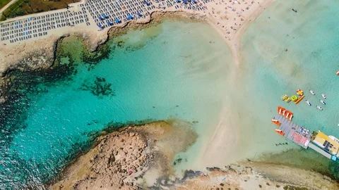Aerial view of beautiful beach of Mediterranean Video stock 106946026