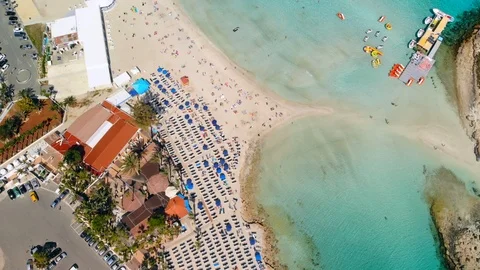 Aerial view of beautiful beach of Mediterranean, Nissi beach in Ayia Napa 스톡 동영상 106946139