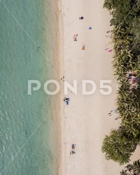 Aerial view of beautiful beach in Thailand. Amazing nature background. Stock Photos